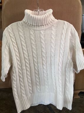 bagatelle Cream Cable Knit Short Sleeve Sweater